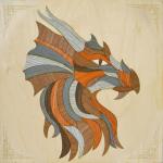 KD0209 МАРКЕТРИ Картина на дереве (25X25) ВЕЛИКИЙ ДРАКОН 1/30