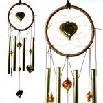 Музыка ветра MW-E15 с сердечками 4 палочки 46см d-10см дерево металл