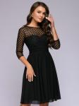 ***Платье черное c кружевной отделкой и рукавами 3/4