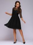 ***Платье черное c кружевной отделкой и рукавами 3/4