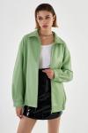 Oversize-куртка из экокожи в оттенке Green Ash TOPTOP