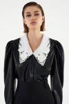Блуза из экокожи с кружевным воротником TOPTOP STUDIO