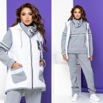 Белый жилет серый костюм size plus A4-123