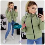 Болоневая куртка с трикотажным капюшоном, фисташка 33T SN