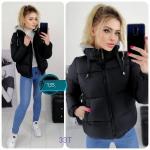 Болоневая куртка с трикотажным капюшоном, черная 33T SN