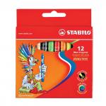 Восковые мелки STABILO Yippy 12 цв., яркие цвета, карт. упак. c европодвесом, 2812