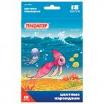 Карандаши цветные ПИФАГОР Сказочный мир, 18 цв., заточенные, карт. упак., дизайн ассорти, 180241