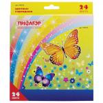 Карандаши цветные ПИФАГОР Сказочный мир, 24 цв., заточенные, карт. упак., дизайн ассорти, 180242