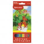 .Карандаши цветные BRAUBERG My lovely dogs, 12 цв., заточенные, карт. упак., 180531