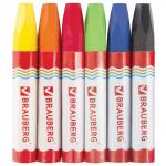 Восковые мелки утолщенные BRAUBERG "АКАДЕМИЯ", НАБОР 6 цв., на масляной основе, яркие цвета, 227294