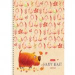 Тетрадь А4 80л. HATBER гребень, клетка, матовая ламинация, Счастливчики (4 вида в спайке), T373835