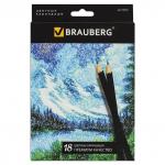Карандаши цветные BRAUBERG Artist line, 18 цв., черный корпус, заточенные, высшее качество, 180554