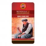 Карандаши цветные акварельные худ. KOH-I-NOOR Mondeluz, 12 цв., 3,8 мм, заточенные,метал.кор,3722/12