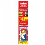 Карандаши цветные  ПИФАГОР  6 цв., классические, заточенные, картонная упаковка, 180295