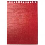 Блокнот А5 (146х205мм) 80л, гребень, бумвинил, клетка, HATBER, METALLIC Красный, 80Б5бвВ1гр
