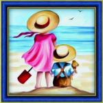 - Девоча с мальчиком на берегу моря