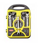 Набор накидных шарнирных с трещоткой и рожковых ключей 7 предметов 8, 10, 12, 13, 14, 17, 19 мм