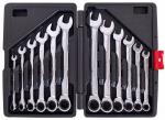 Набор комбинированных гаечных ключей-трещеток 8 - 19 мм из 12 предметов в пластиковом кейсе