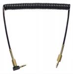 Кабель 3,5 мм - 3,5 мм AUX витой, черный, 90 градусов