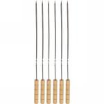 Набор шампуров 6 шт с деревянными ручками, длина 40 см, ширина 5 мм