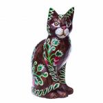 Кошка h=20 см (дерево) (в ассорт.) (коричневая с рисунком)