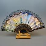 Веер 22 см. Вологда (черный) (пластик, ткань)(кор. 500 шт.)