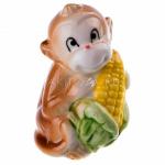 Обезьяна с кукурузой h=7 см. (бежевый) (фарфор)