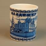 Кружка 280 мл. Гжель Владимир-3 в 1 (гладкая) (фарфор) (кор. 48 шт.)