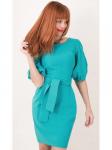 00286 Платье бирюзовое с поясом