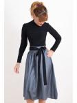 00433 Юбка из костюмной ткани серая с поясом