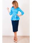 00416 Блузка голубая с баской.