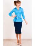 00416 Блузка голубая с баской.