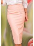 00414 Юбка из кожи розово-пудровая.