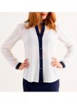 00269 Блузка белая с синей планкой.