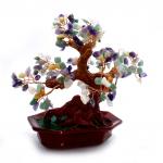 Дерево счастья SEW26-12MIX из натуральных камней Аметист Нефрит Сердолик Розовый кварц 22см-20см