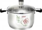 Кастрюля с крышкой, 24 см, 6,4 л, н/с 18/10, ТЕРМОСЕНСОР, ст.кр., руч. металл+пласиик