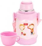 Термос из н/с, 0.4 л, кнопка для подачи воды, ремень для переноски, ДЕТСКИЙ + кружка