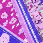 Набор вафельных полотенец 3 шт 1082/1 Поросята в облаках цвет сиреневый