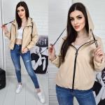 Ветровка под кожу с  капюшоном Светло-бежевая 08T SN