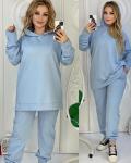 !Костюм SIZE PLUS с капюшоном однотонный Голубой SN