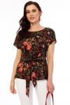 Блуза "Красотка" (цветы на черном) Б2286