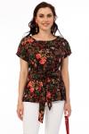 Блуза "Красотка" (цветы на черном) Б2286