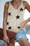 Бежевая вязаная майка с принтом звезды