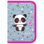 Пенал BRAUBERG с наполнением, 1 отд, откидная планка, 24 предмета, 21х14 см, Funny panda, 270315