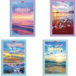 Тетрадь А4 80л. HATBER гребень, клетка, обложка картон, Закаты (4 вида в спайке), 80Т4В1гр