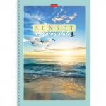 Тетрадь А4 80л. HATBER гребень, клетка, обложка картон, Закаты (4 вида в спайке), 80Т4В1гр