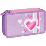 Пенал TIGER FAMILY с наполнением, 3 отд., 29 предм., Sweet Love (Purple), 19х11х7см, 270236