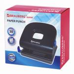 Дырокол металлический BRAUBERG "Extra", до 30 листов, черный, 229092