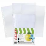 .Папки-файлы перфорированные А4 STAFF Basic, КОМПЛЕКТ 100 шт., гладкие, Яблоко, 30 мкм, 224917