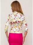 00481 Жакет джинсовый белый в цветок